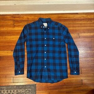 USED SATURDAYS SURF NYC Blue Plaid Men's Shirt size medium.